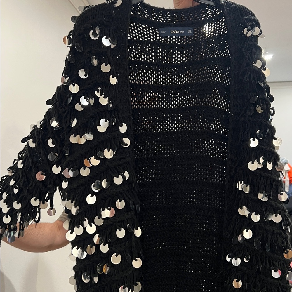 Zara KNIT limited edition sequined long cardigan size M - Picture 10 of 10